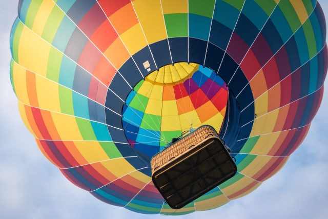 brown and multicolored hot air balloon
