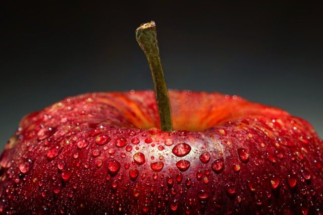 apple, fruit, wet