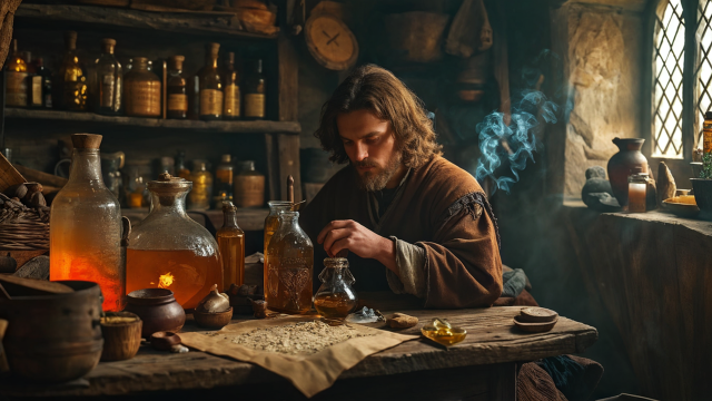 ai generated, alchemist, mystical, medieval, apothecary, medication, medicine, remedies, chemistry, ingredients, naturopathy, alchemist, alchemist, alchemist, alchemist, alchemist